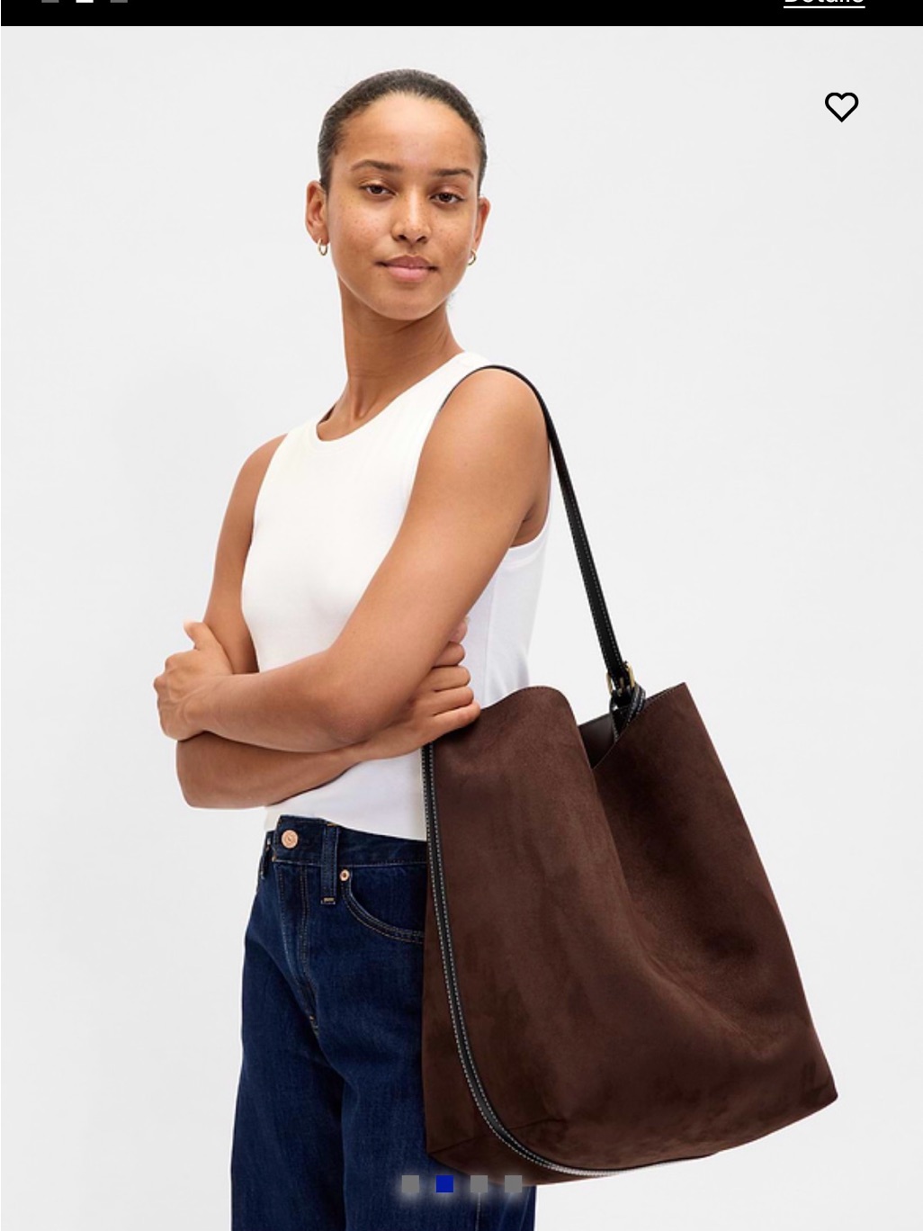 Gap Brown Suede Tote With Black Strap